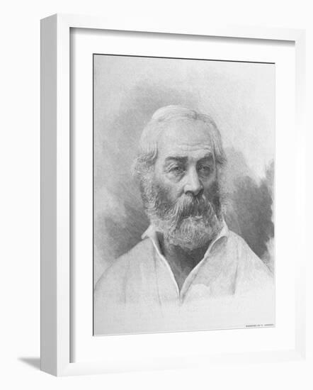 American Poet Walt Whitman Above Reproduction of Signature and Notation Reading-null-Framed Photographic Print