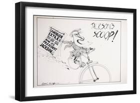 American Politics 28, Jackson's Scoop, 1970s (ink on paper)-Ralph Steadman-Framed Giclee Print