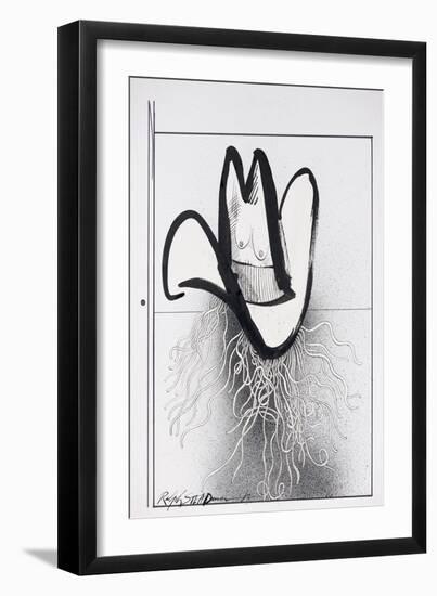 American Politics 48, Spaghetti Western, 1983 (ink on paper)-Ralph Steadman-Framed Giclee Print