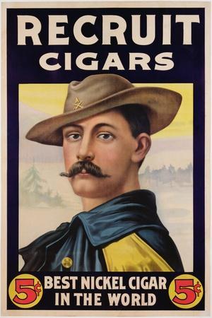 Poster Advertising Recruit Cigars, C.1899 (Colour Litho)