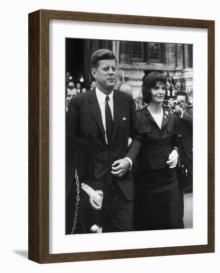 American President John Kennedy and His Wife Jackie June 1st, 1961 During their Trip to Paris-null-Framed Photo