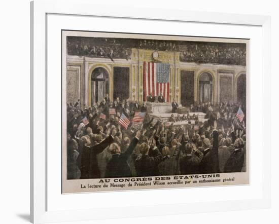 American President Woodrow Wilson Asks Congress to Declare War-null-Framed Art Print