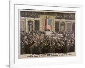 American President Woodrow Wilson Asks Congress to Declare War-null-Framed Art Print