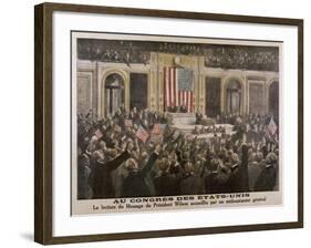 American President Woodrow Wilson Asks Congress to Declare War-null-Framed Art Print