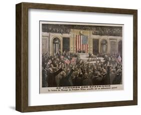 American President Woodrow Wilson Asks Congress to Declare War-null-Framed Art Print