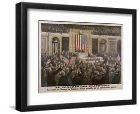 American President Woodrow Wilson Asks Congress to Declare War-null-Framed Art Print