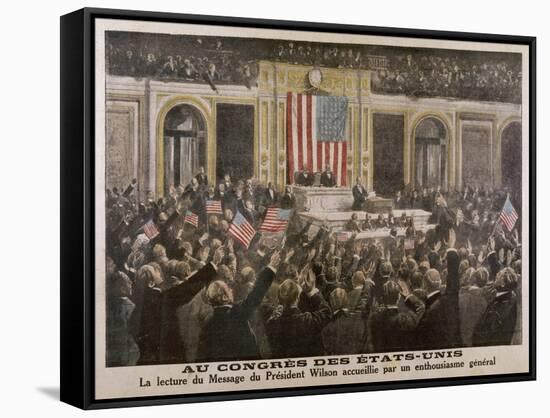 American President Woodrow Wilson Asks Congress to Declare War-null-Framed Stretched Canvas