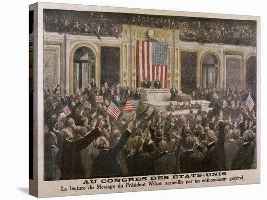 American President Woodrow Wilson Asks Congress to Declare War-null-Stretched Canvas