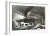 American Railroad Scene, 1871-Currier & Ives-Framed Giclee Print