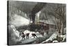 American Railroad Scene, 1871-Currier & Ives-Stretched Canvas