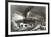 American Railroad Scene, 1871-Currier & Ives-Framed Giclee Print