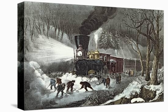 American Railroad Scene, 1871-Currier & Ives-Stretched Canvas