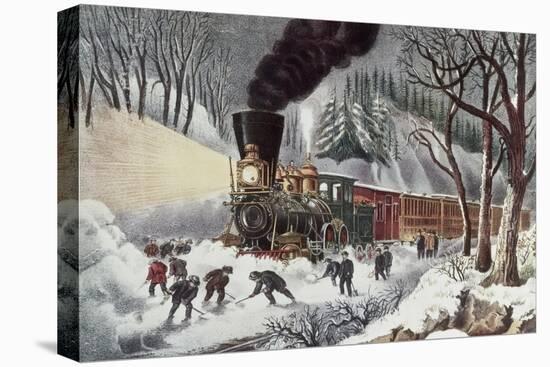 American Railroad Scene-Currier & Ives-Stretched Canvas