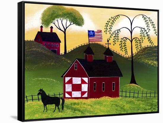 American Red Horse Barn 3-Cheryl Bartley-Framed Stretched Canvas