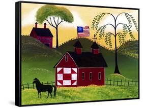 American Red Horse Barn 3-Cheryl Bartley-Framed Stretched Canvas