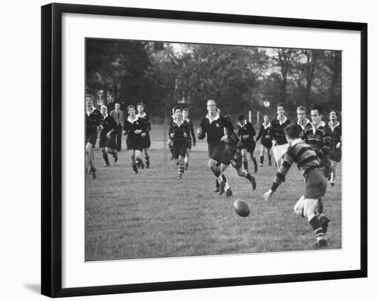 American Rhodes Scholar Peter Dawkins Playing Rugby with Fellow Oxford Univ. Students-null-Framed Photographic Print