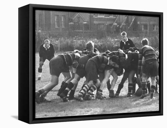 American Rhodes Scholar Peter Dawkins Playing Rugby with Oxford Univ. Students-null-Framed Stretched Canvas