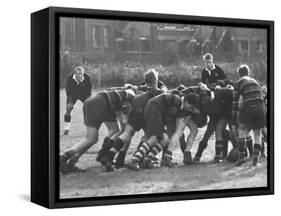 American Rhodes Scholar Peter Dawkins Playing Rugby with Oxford Univ. Students-null-Framed Stretched Canvas