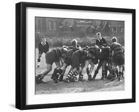 American Rhodes Scholar Peter Dawkins Playing Rugby with Oxford Univ. Students-null-Framed Photographic Print