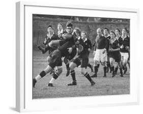 American Rhodes Scholar Peter Dawkins Playing Rugby with Oxford Univ. Students-null-Framed Photographic Print