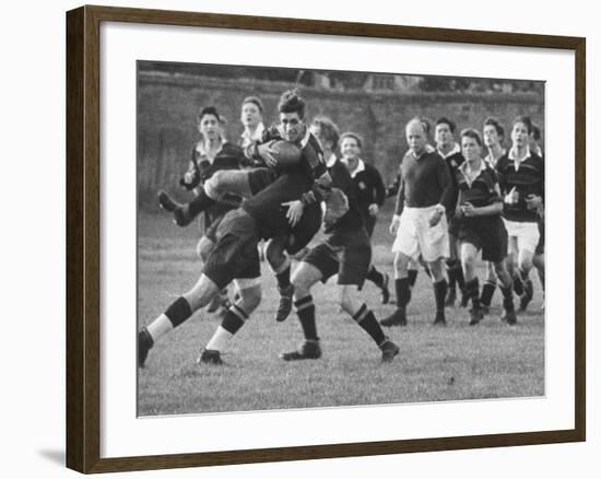 American Rhodes Scholar Peter Dawkins Playing Rugby with Oxford Univ. Students-null-Framed Photographic Print