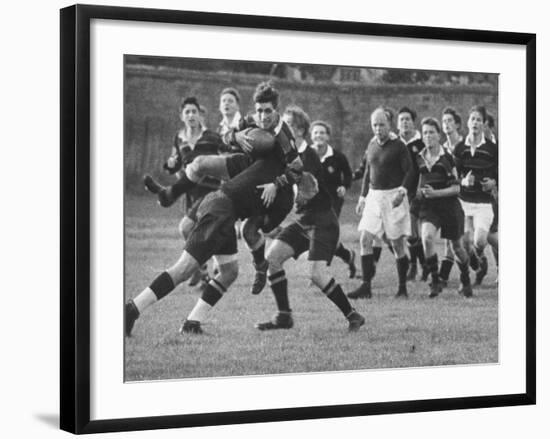 American Rhodes Scholar Peter Dawkins Playing Rugby with Oxford Univ. Students-null-Framed Photographic Print