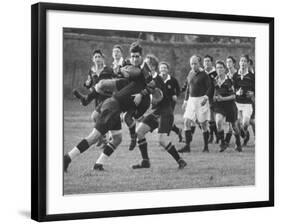 American Rhodes Scholar Peter Dawkins Playing Rugby with Oxford Univ. Students-null-Framed Photographic Print