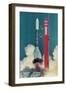 American Rocket Blasting into Space-Bill Mitchell-Framed Photographic Print