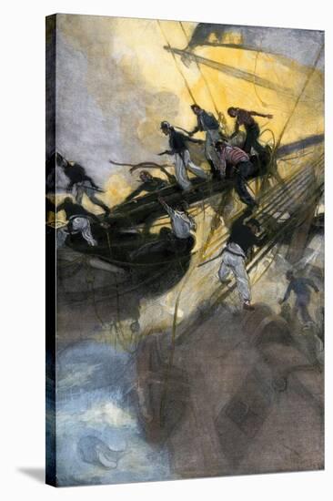 American Sailors from the "Frolic" Boarding the British Ship "Wasp," War of 1812-null-Stretched Canvas