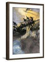 American Sailors from the "Frolic" Boarding the British Ship "Wasp," War of 1812-null-Framed Giclee Print