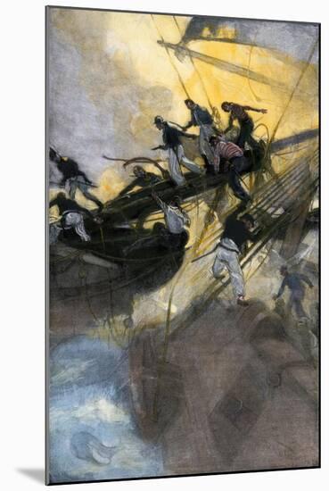 American Sailors from the "Frolic" Boarding the British Ship "Wasp," War of 1812-null-Mounted Giclee Print