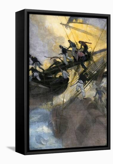 American Sailors from the "Frolic" Boarding the British Ship "Wasp," War of 1812-null-Framed Stretched Canvas