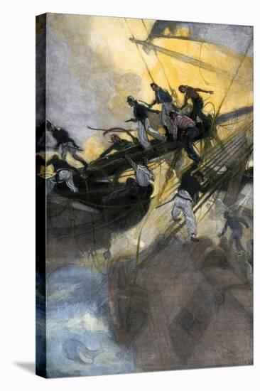 American Sailors from the "Frolic" Boarding the British Ship "Wasp," War of 1812-null-Stretched Canvas