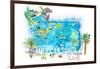 American Samoa Illustrated Island Travel Map with Roads and Highlights-M. Bleichner-Framed Art Print