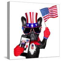 American Selfie Dog-Javier Brosch-Stretched Canvas