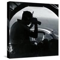 American Serviceman in Nose of B17 Using Binoculars to Scan Ocean During Air Sea Rescue Mission-null-Stretched Canvas