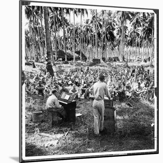 American Servicemen Celebrating Christmas on Guadalcanal During Religious Services-Ralph Morse-Mounted Photographic Print