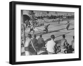 American Servicemen Playing Baseball on a Makeshift Field-Peter Stackpole-Framed Photographic Print