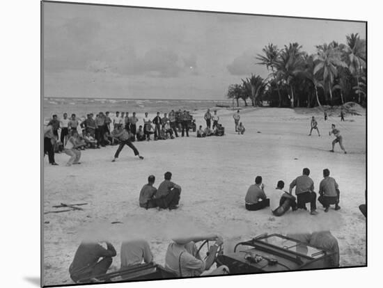 American Servicemen Playing Softball on an Idle Stretch of Runway While Other Soldiers Look On-J^ R^ Eyerman-Mounted Photographic Print