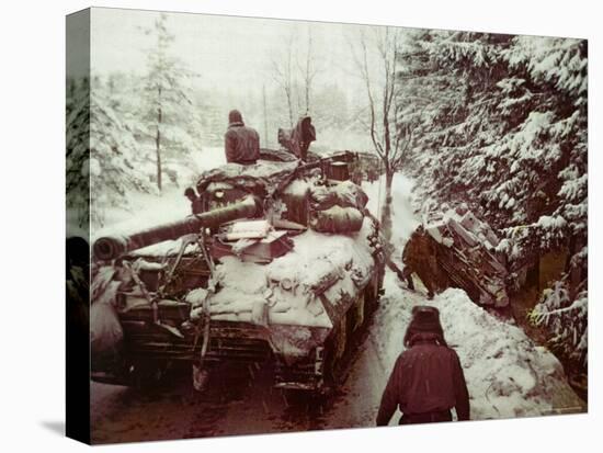 American Sherman M4 Tank at the Battle of the Bulge, the Last Major German Offensive of WWII-George Silk-Stretched Canvas