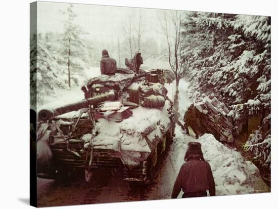 American Sherman M4 Tank at the Battle of the Bulge, the Last Major German Offensive of WWII-George Silk-Stretched Canvas