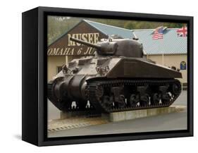 American Sherman Tank, Omaha Beach Museum, Normandy, France-David Hughes-Framed Stretched Canvas