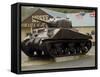 American Sherman Tank, Omaha Beach Museum, Normandy, France-David Hughes-Framed Stretched Canvas