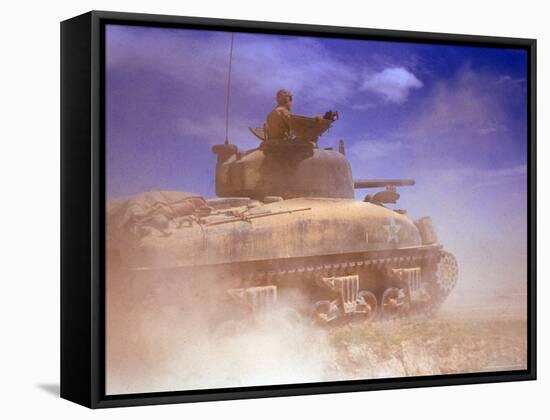 American Sherman Tank on the Move After the Battle of El Guettar-Eliot Elisofon-Framed Stretched Canvas