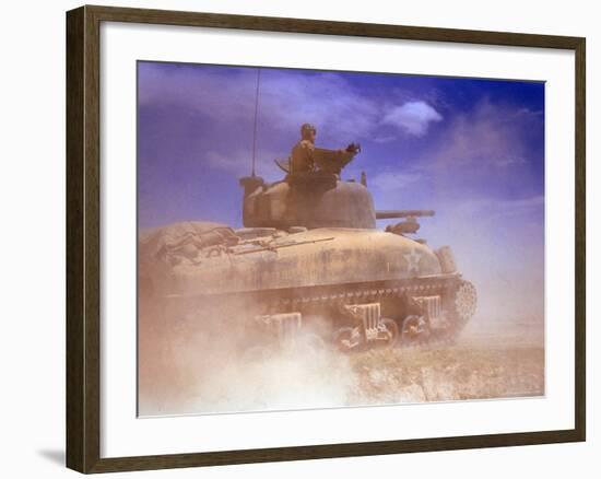 American Sherman Tank on the Move After the Battle of El Guettar-Eliot Elisofon-Framed Photographic Print