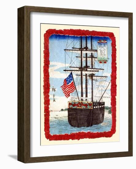 American Ship In Japanese Port-Hiroshige Utagawa-Framed Art Print