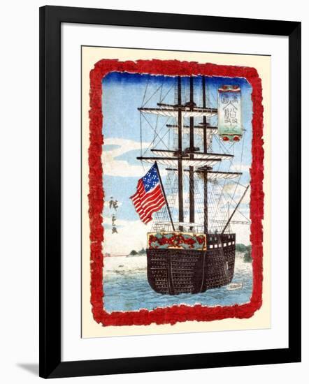 American Ship In Japanese Port-Hiroshige Utagawa-Framed Art Print