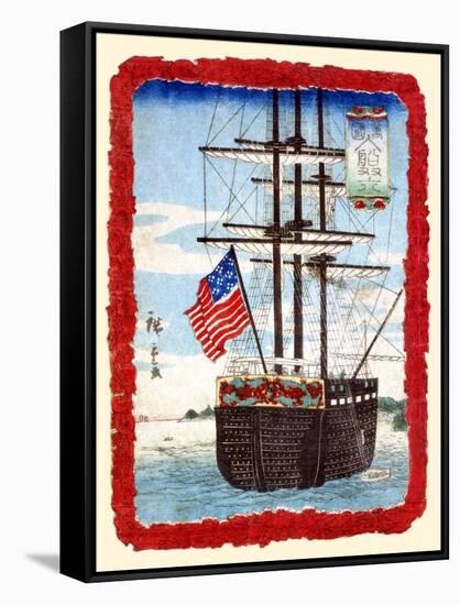 American Ship In Japanese Port-Hiroshige Utagawa-Framed Stretched Canvas