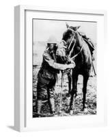 American Soldier and Horse Demonstrating Use of Gas Masks, During WWI-null-Framed Photographic Print