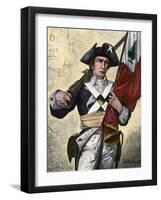American Soldier Carrying the Pine Tree Flag, Revolutionary War-null-Framed Giclee Print